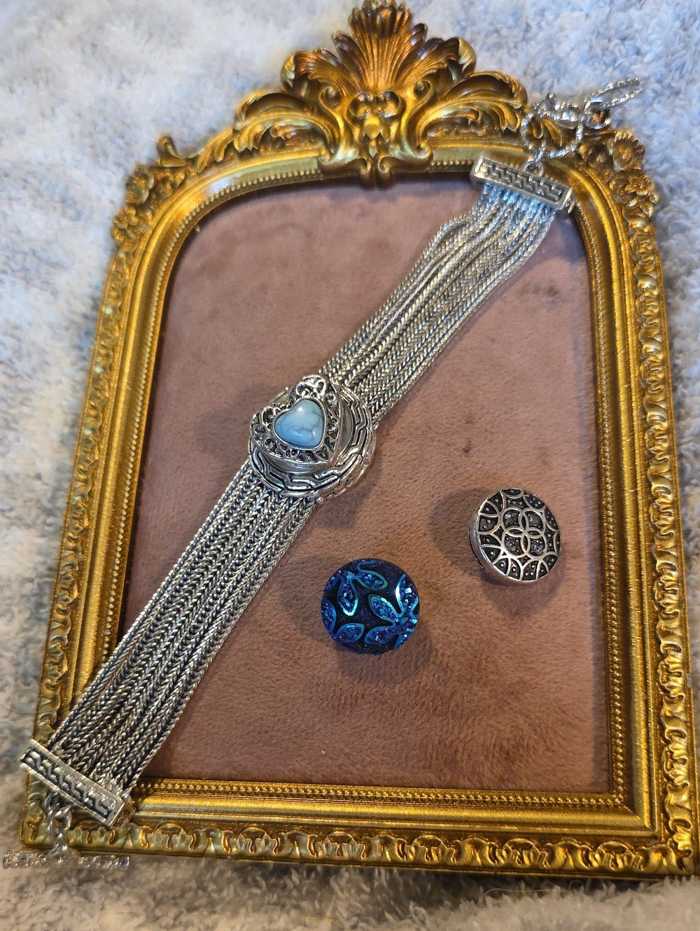 Vintage Interchangeable Ginger Snap Button Statement Bracelet Set!